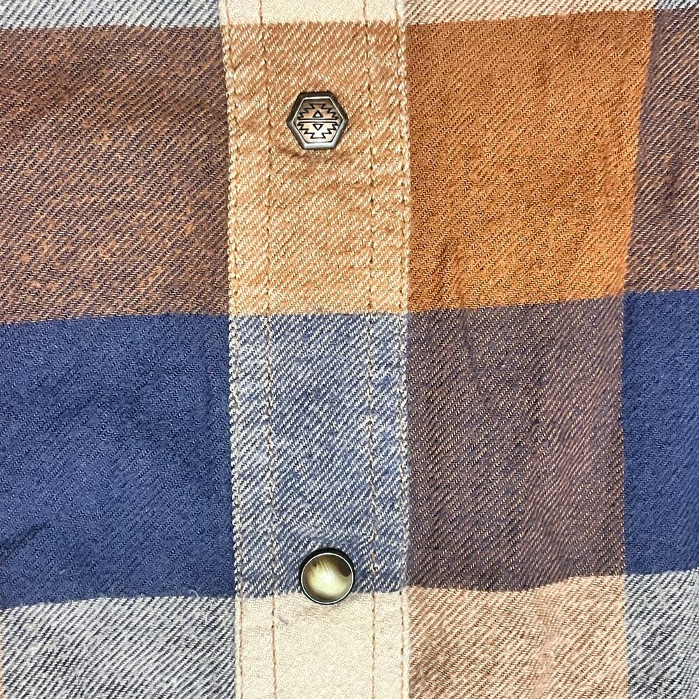 Ariat Mohogany Haider Retro Fit Plaid Pearl Snap Shirt L Double Front Pockets - Picture 4 of 8